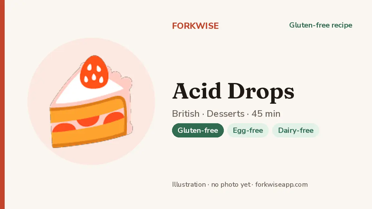 Acid Drops – Forkwise recipe card (illustration, no photo yet)