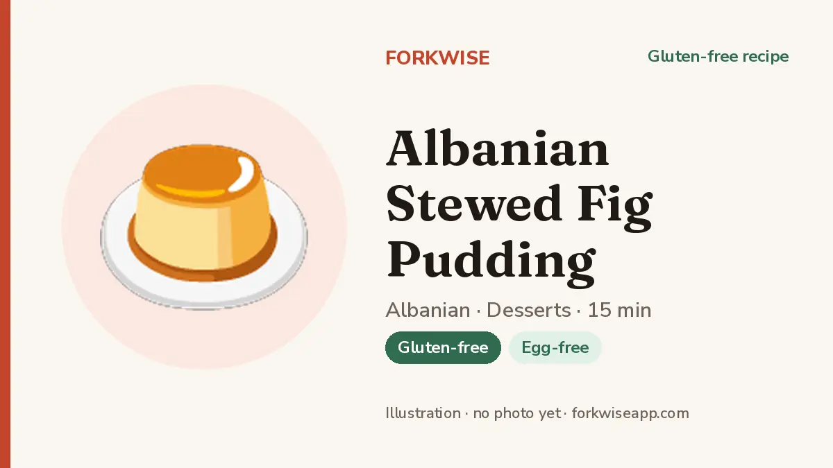 Albanian Stewed Fig Pudding – Forkwise recipe card (illustration, no photo yet)