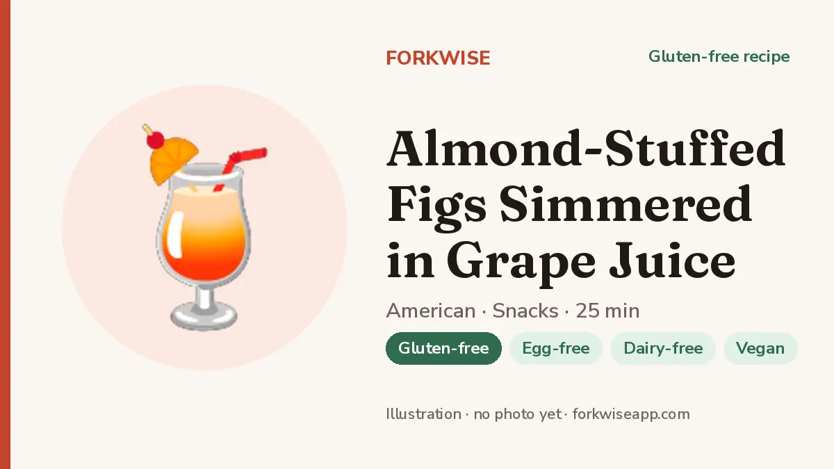 Almond-Stuffed Figs Simmered in Grape Juice – Forkwise recipe card (illustration, no photo yet)