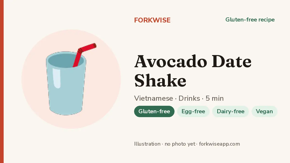 Avocado Date Shake – Forkwise recipe card (illustration, no photo yet)