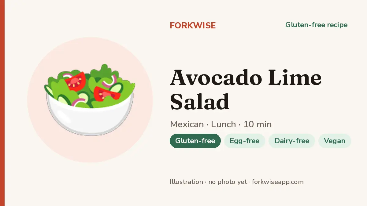 Avocado Lime Salad – Forkwise recipe card (illustration, no photo yet)