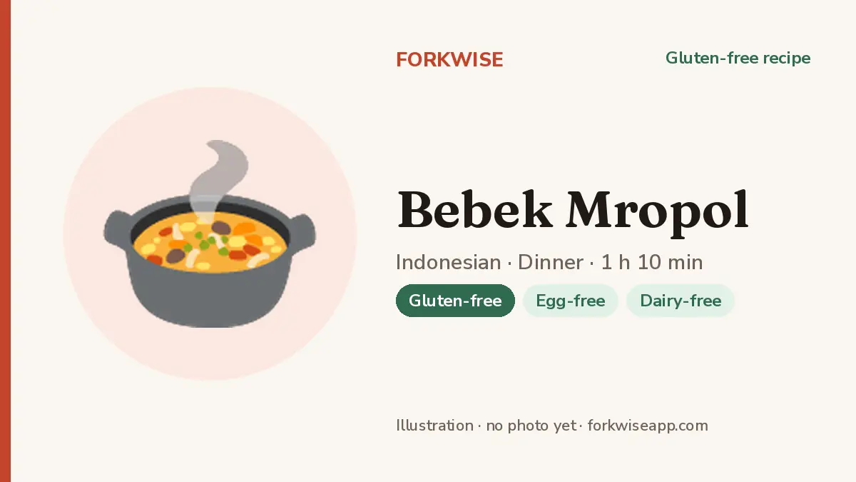 Bebek Mropol – Forkwise recipe card (illustration, no photo yet)