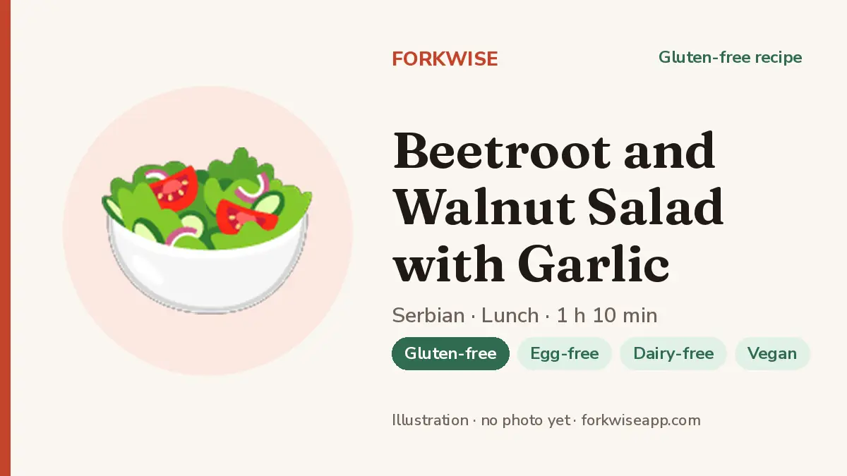 Beetroot and Walnut Salad with Garlic – Forkwise recipe card (illustration, no photo yet)