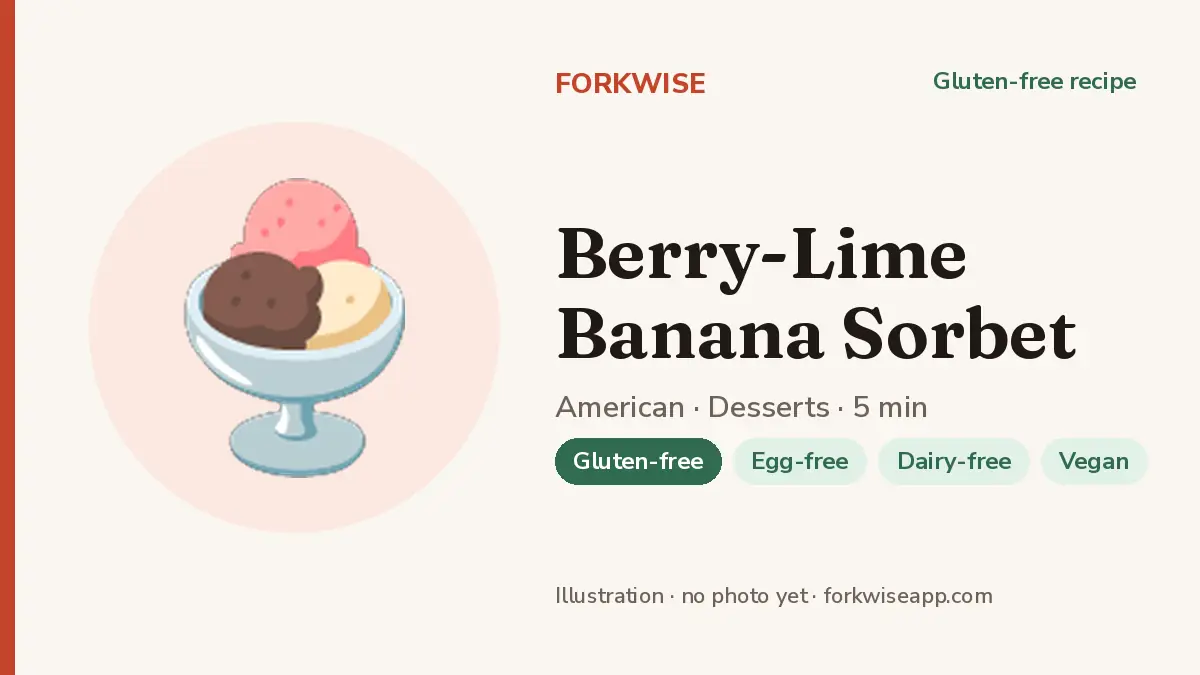 Berry-Lime Banana Sorbet – Forkwise recipe card (illustration, no photo yet)
