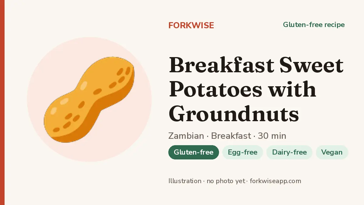 Breakfast Sweet Potatoes with Groundnuts – Forkwise recipe card (illustration, no photo yet)