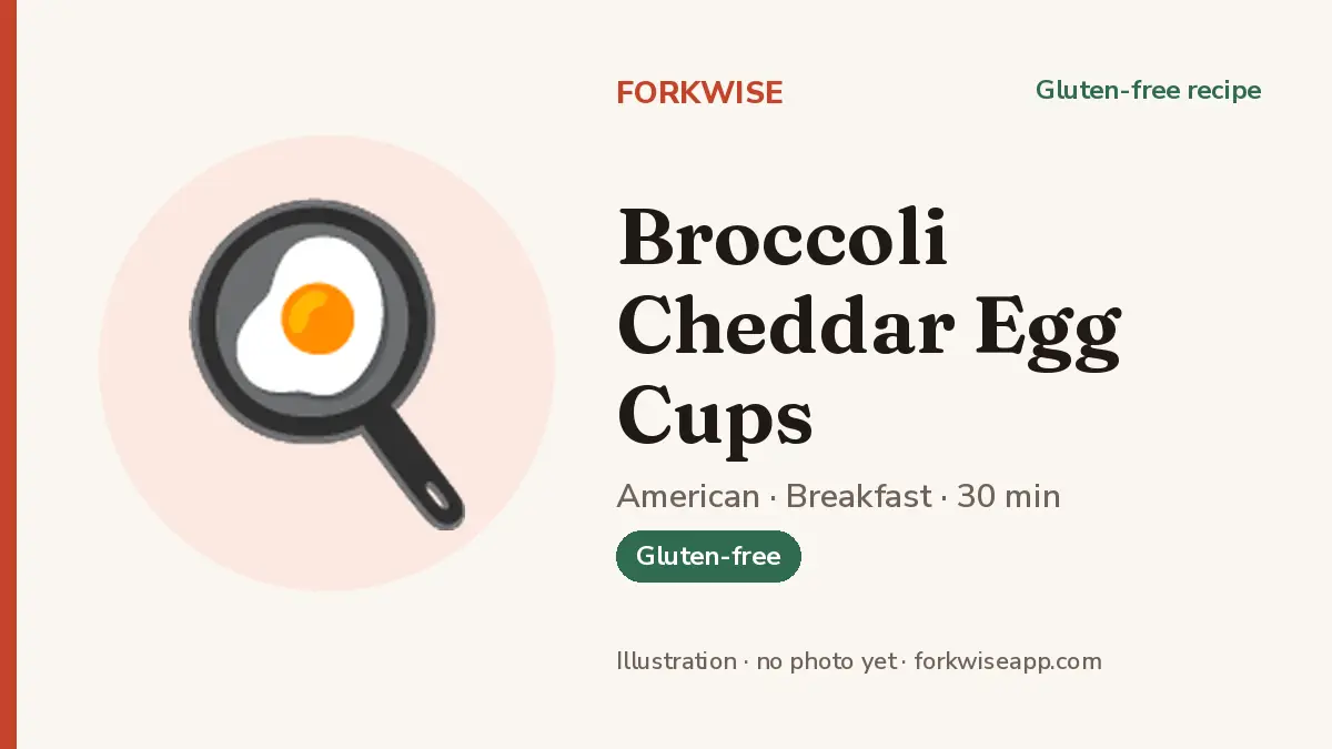 Broccoli Cheddar Egg Cups – Forkwise recipe card (illustration, no photo yet)