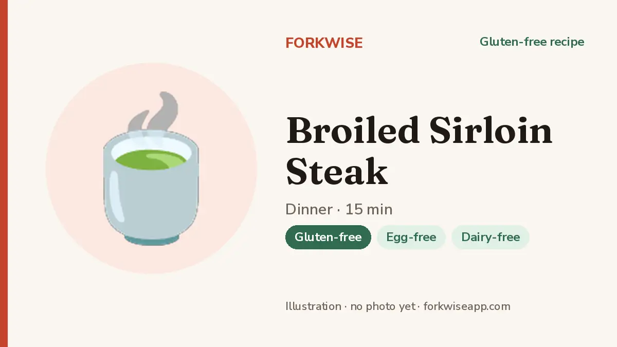 Broiled Sirloin Steak – Forkwise recipe card (illustration, no photo yet)