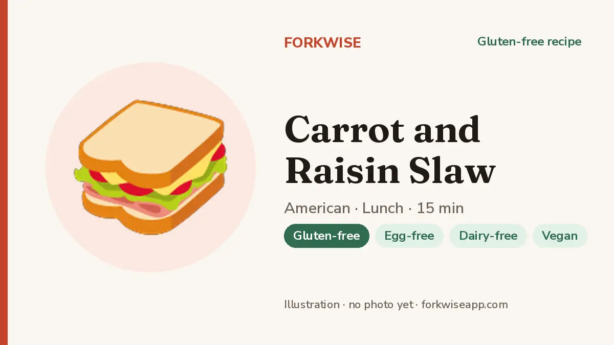 Carrot and Raisin Slaw – Forkwise recipe card (illustration, no photo yet)