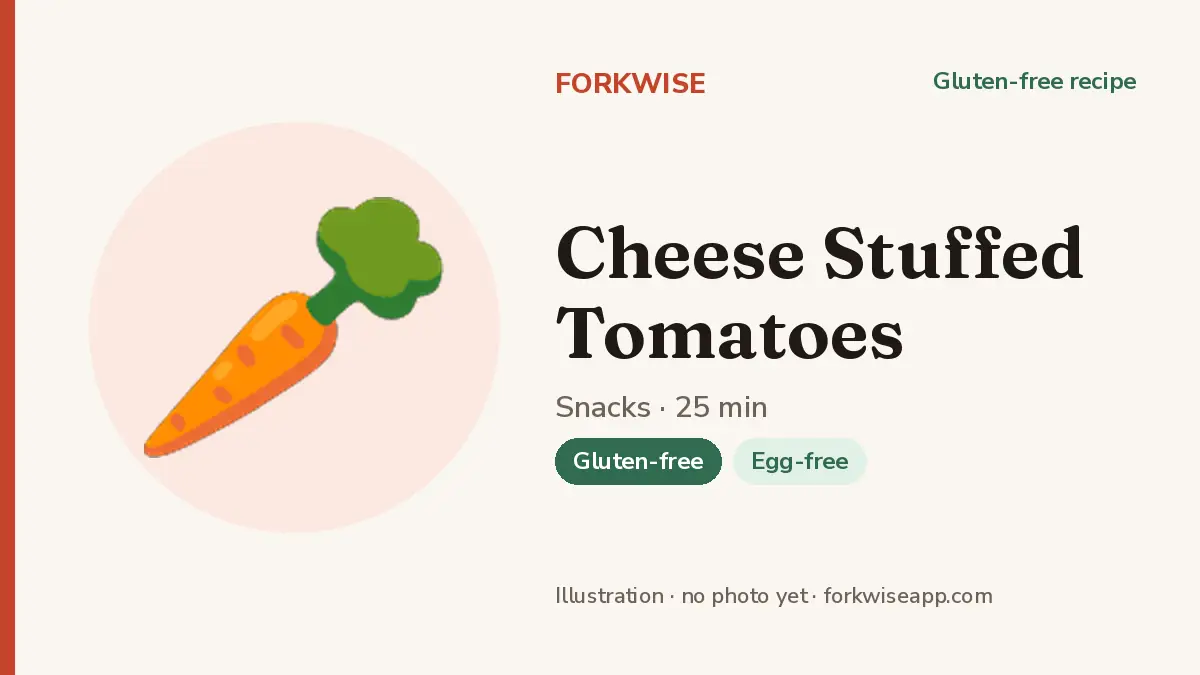 Cheese Stuffed Tomatoes – Forkwise recipe card (illustration, no photo yet)