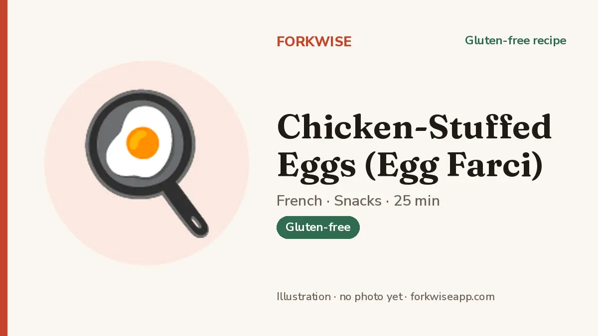 Chicken-Stuffed Eggs (Egg Farci) – Forkwise recipe card (illustration, no photo yet)