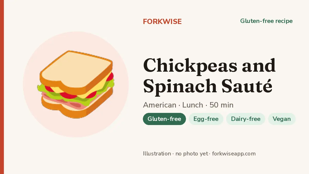 Chickpeas and Spinach Sauté – Forkwise recipe card (illustration, no photo yet)