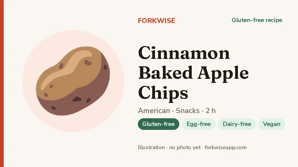Cinnamon Baked Apple Chips – Forkwise recipe card (illustration, no photo yet)