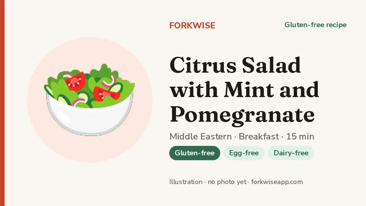 Citrus Salad with Mint and Pomegranate – Forkwise recipe card (illustration, no photo yet)