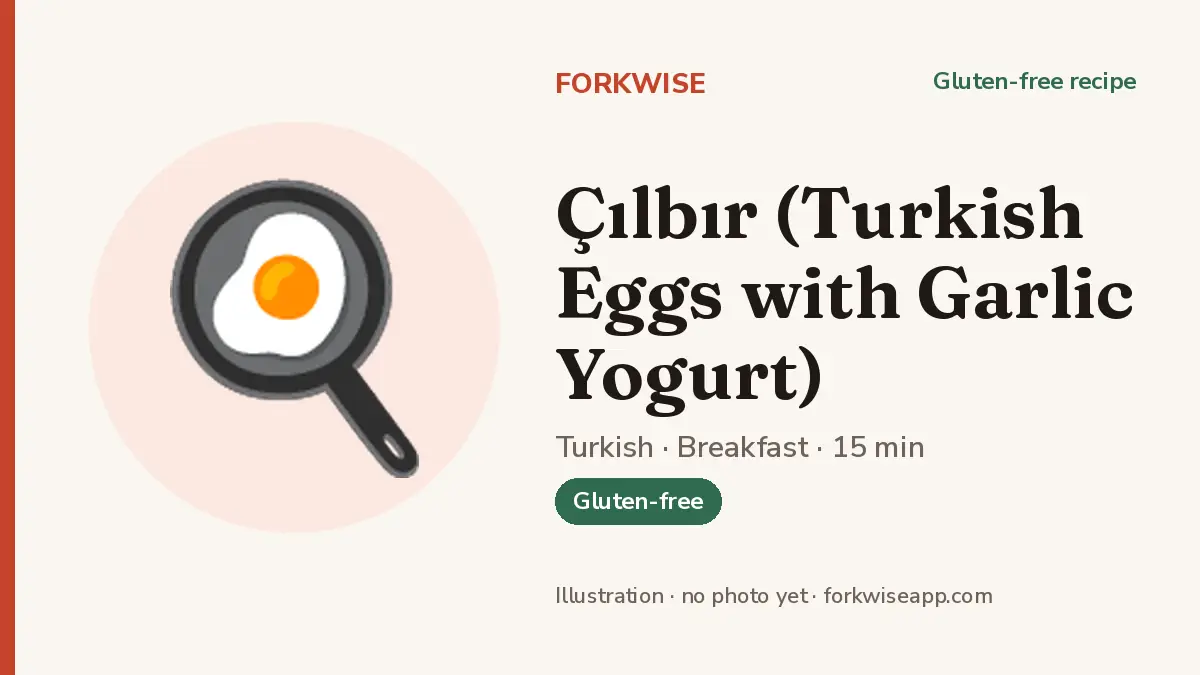 Çılbır (Turkish Eggs with Garlic Yogurt) – Forkwise recipe card (illustration, no photo yet)