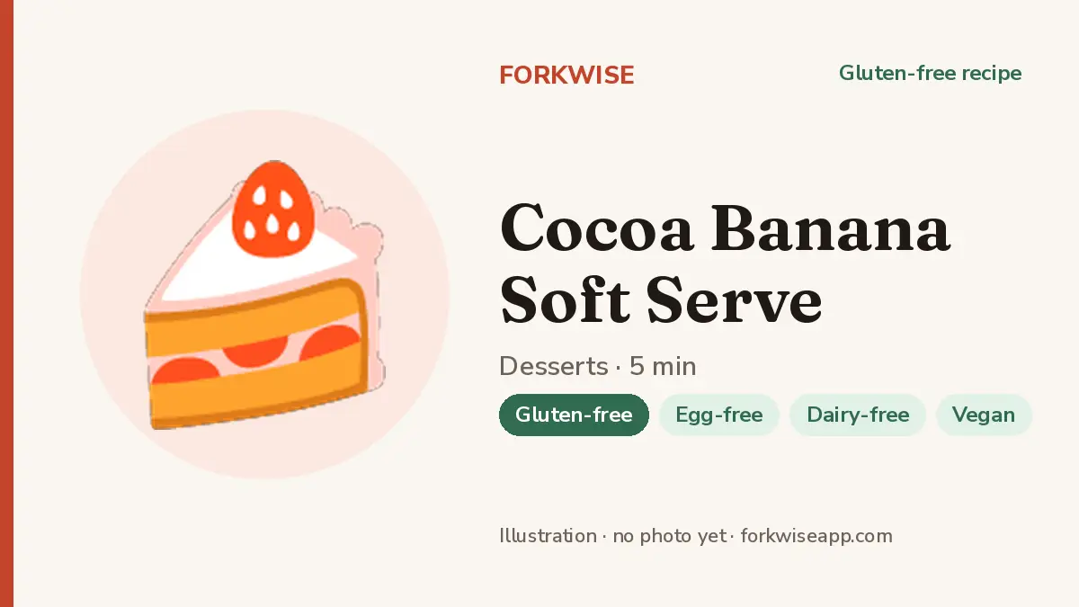 Cocoa Banana Soft Serve – Forkwise recipe card (illustration, no photo yet)