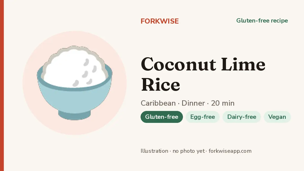 Coconut Lime Rice – Forkwise recipe card (illustration, no photo yet)