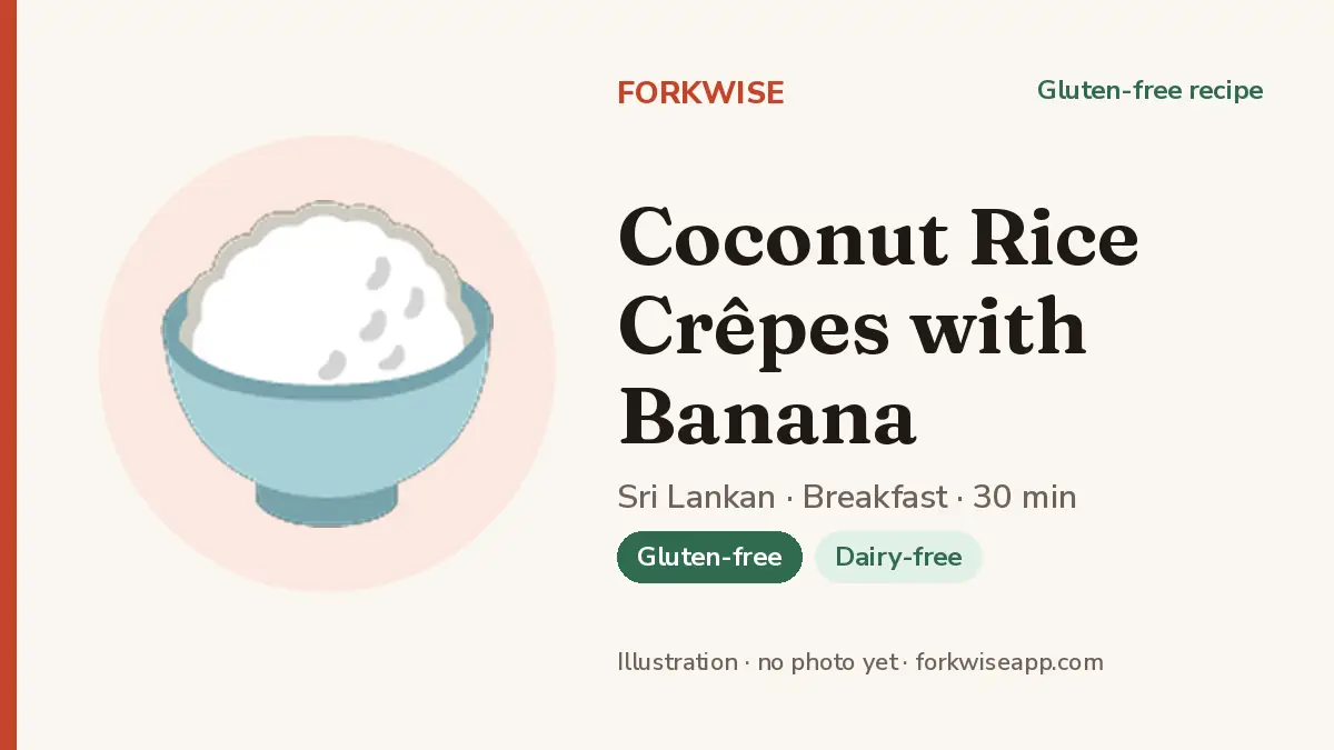 Coconut Rice Crêpes with Banana – Forkwise recipe card (illustration, no photo yet)