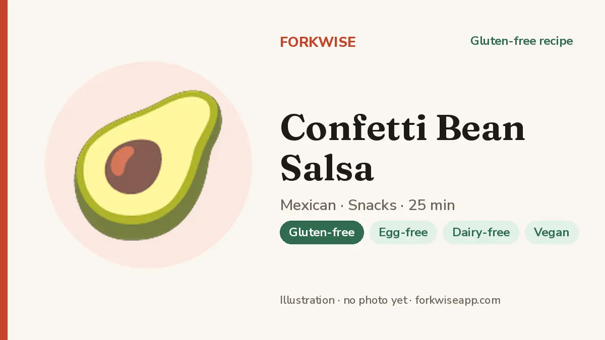 Confetti Bean Salsa – Forkwise recipe card (illustration, no photo yet)