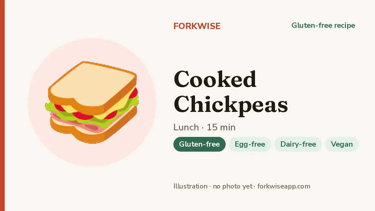 Cooked Chickpeas – Forkwise recipe card (illustration, no photo yet)