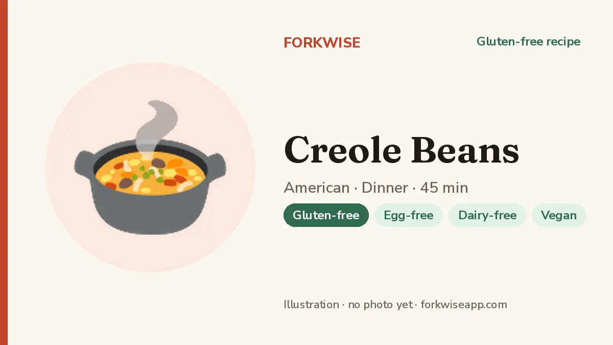 Creole Beans – Forkwise recipe card (illustration, no photo yet)