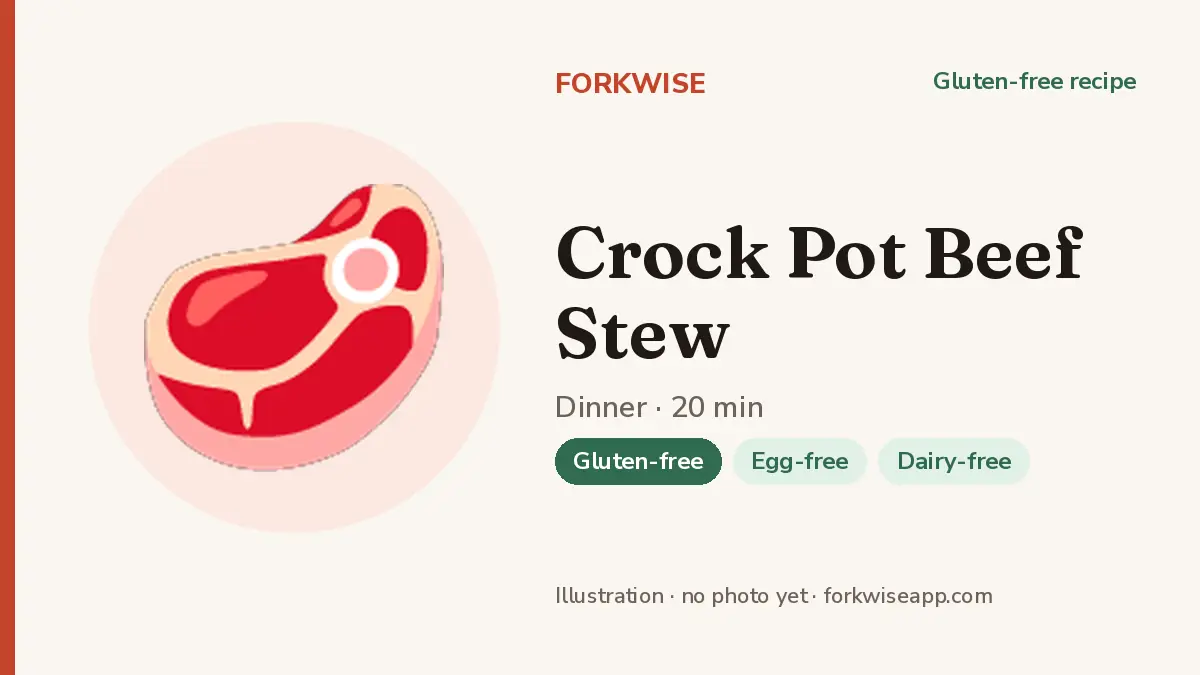 Crock Pot Beef Stew – Forkwise recipe card (illustration, no photo yet)