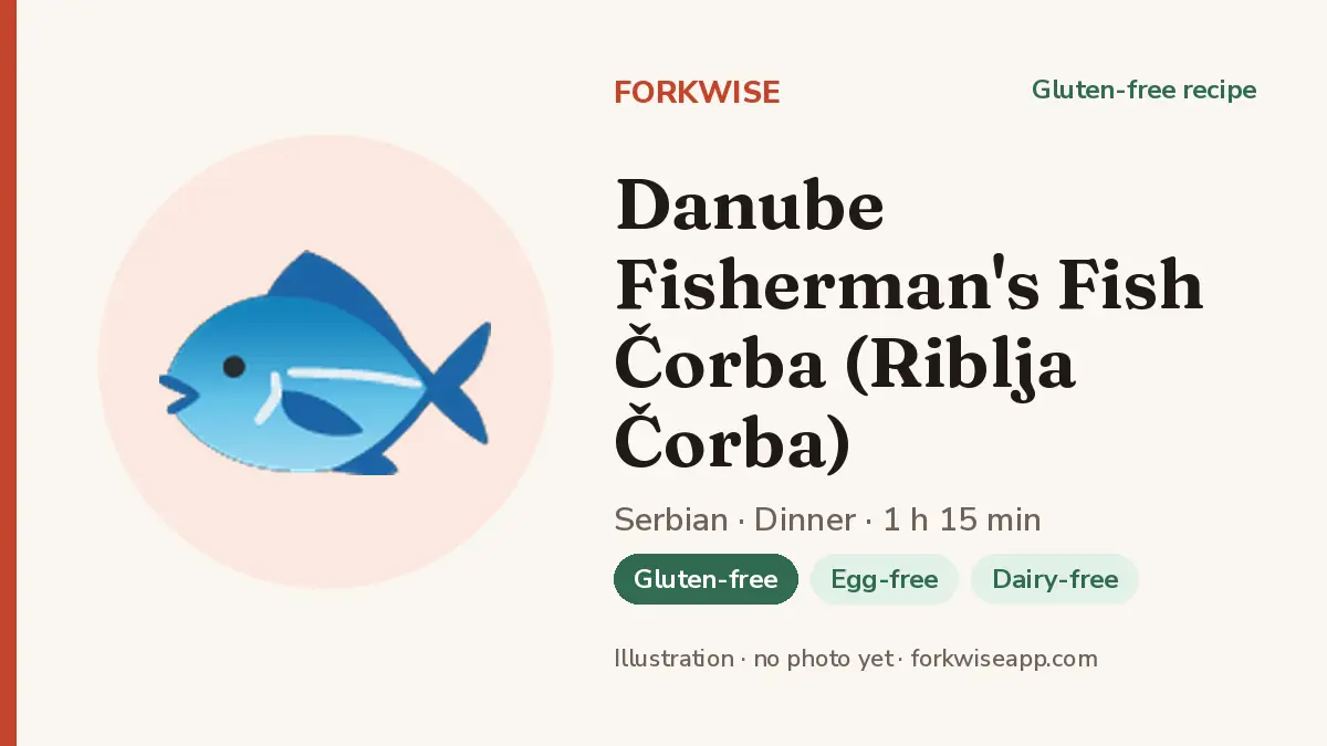 Danube Fisherman's Fish Čorba (Riblja Čorba) – Forkwise recipe card (illustration, no photo yet)