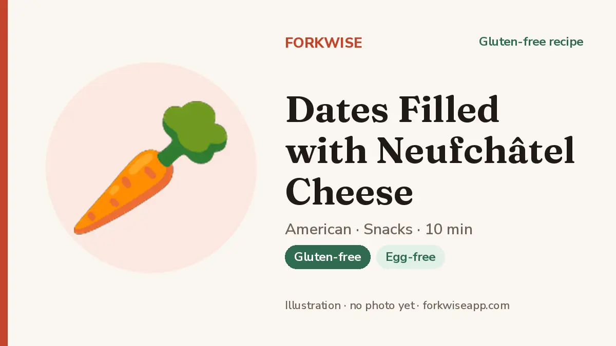 Dates Filled with Neufchâtel Cheese – Forkwise recipe card (illustration, no photo yet)