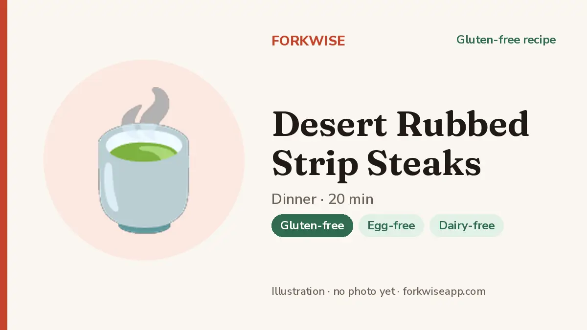Desert Rubbed Strip Steaks – Forkwise recipe card (illustration, no photo yet)