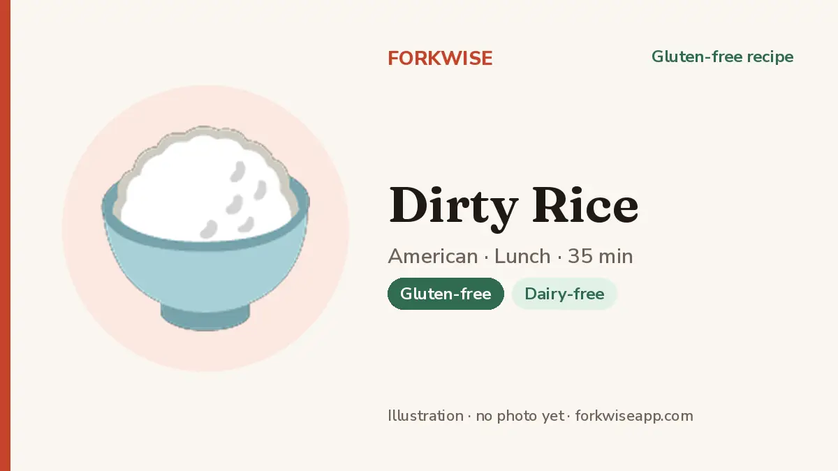Dirty Rice – Forkwise recipe card (illustration, no photo yet)