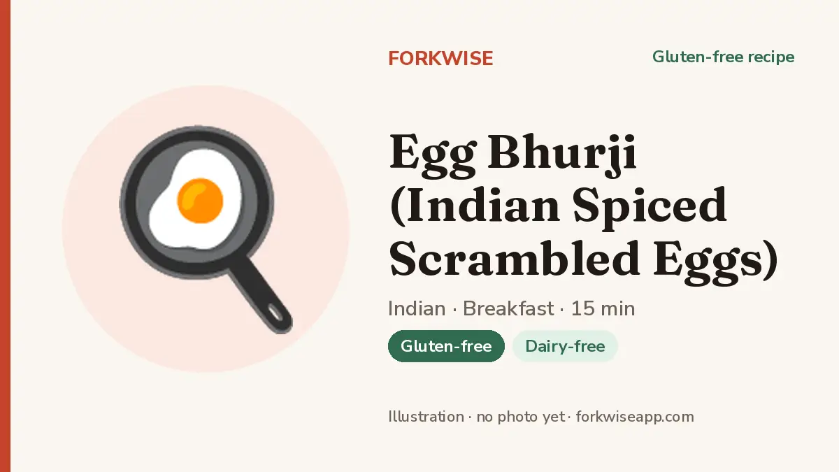 Egg Bhurji (Indian Spiced Scrambled Eggs) – Forkwise recipe card (illustration, no photo yet)