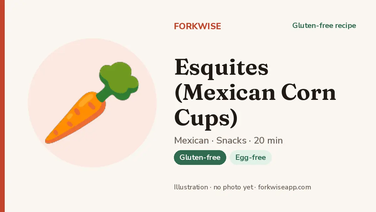 Esquites (Mexican Corn Cups) – Forkwise recipe card (illustration, no photo yet)