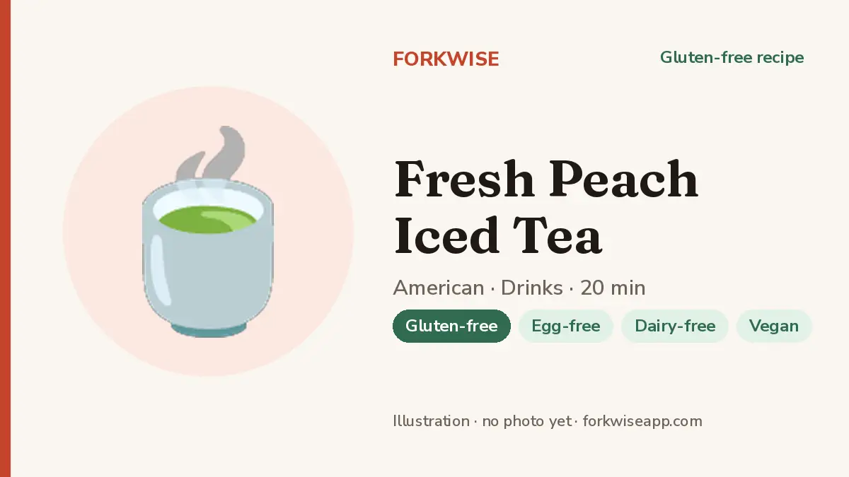 Fresh Peach Iced Tea – Forkwise recipe card (illustration, no photo yet)