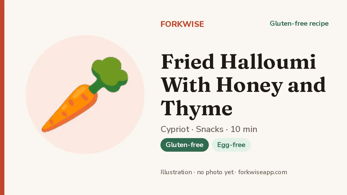 Fried Halloumi With Honey and Thyme – Forkwise recipe card (illustration, no photo yet)