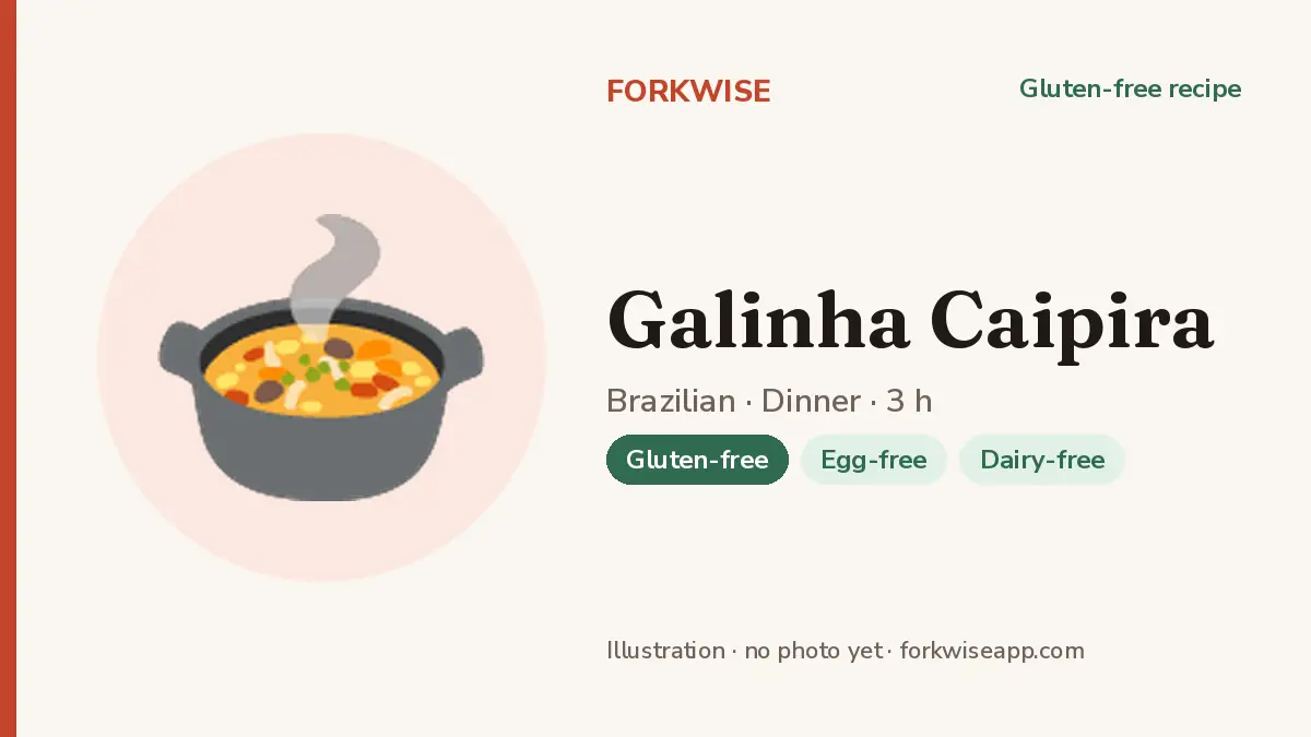 Galinha Caipira – Forkwise recipe card (illustration, no photo yet)