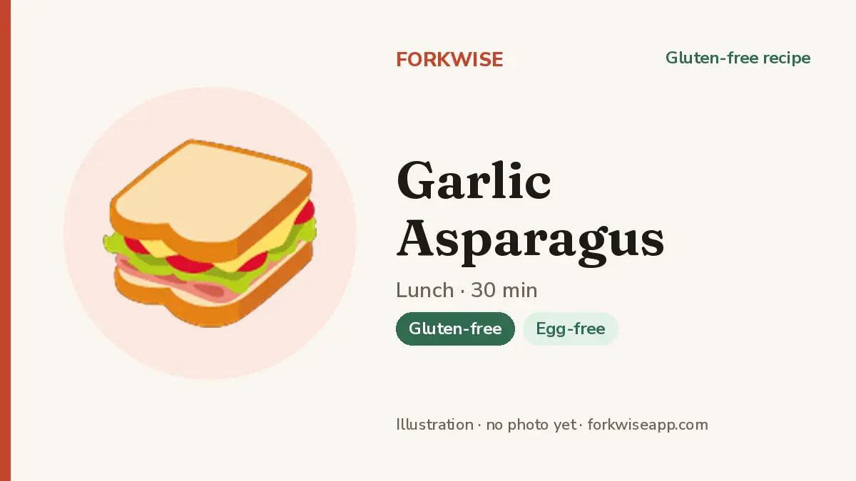 Garlic Asparagus – Forkwise recipe card (illustration, no photo yet)