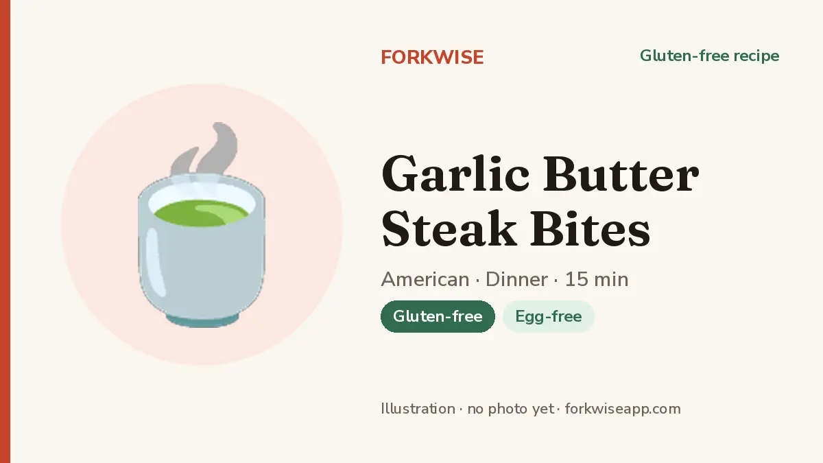 Garlic Butter Steak Bites – Forkwise recipe card (illustration, no photo yet)