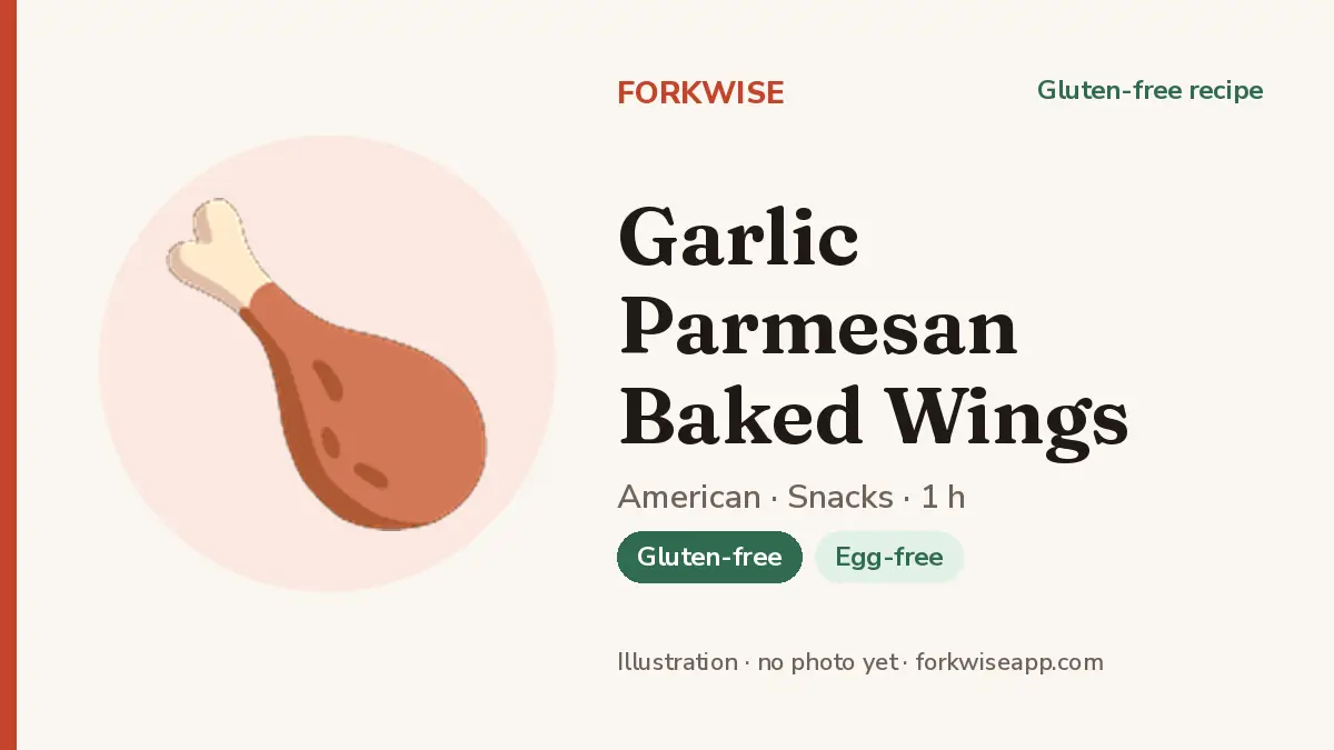 Garlic Parmesan Baked Wings – Forkwise recipe card (illustration, no photo yet)