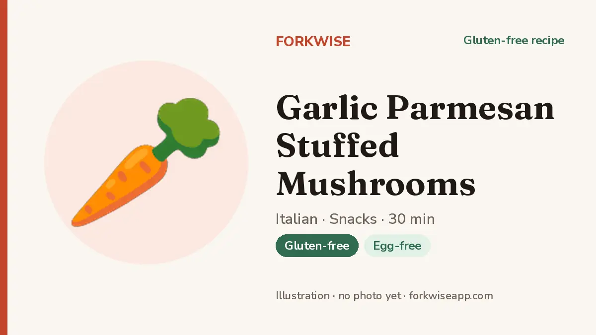 Garlic Parmesan Stuffed Mushrooms – Forkwise recipe card (illustration, no photo yet)