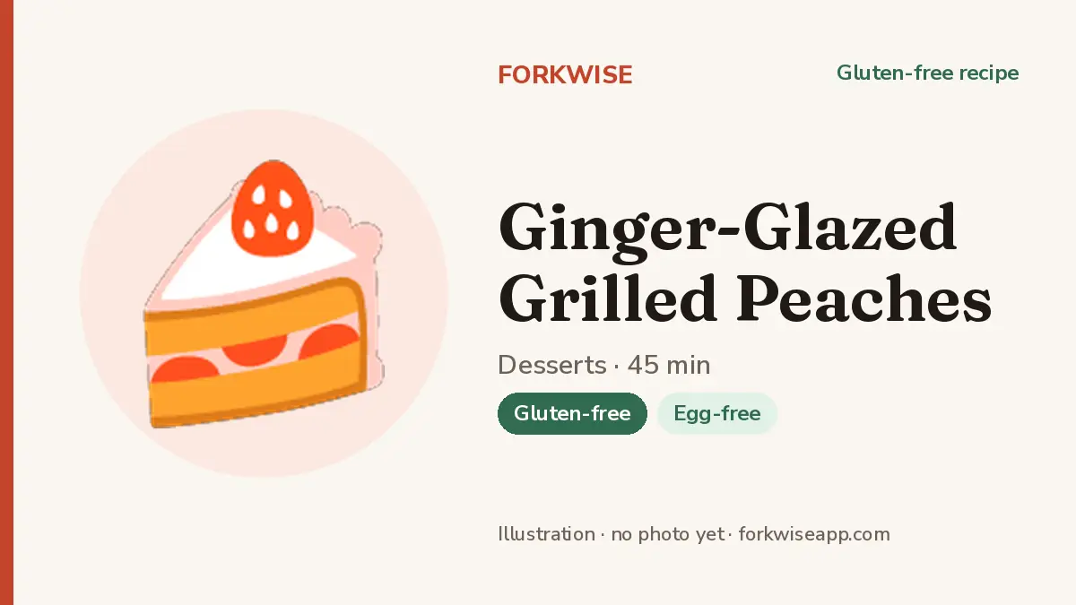 Ginger-Glazed Grilled Peaches – Forkwise recipe card (illustration, no photo yet)