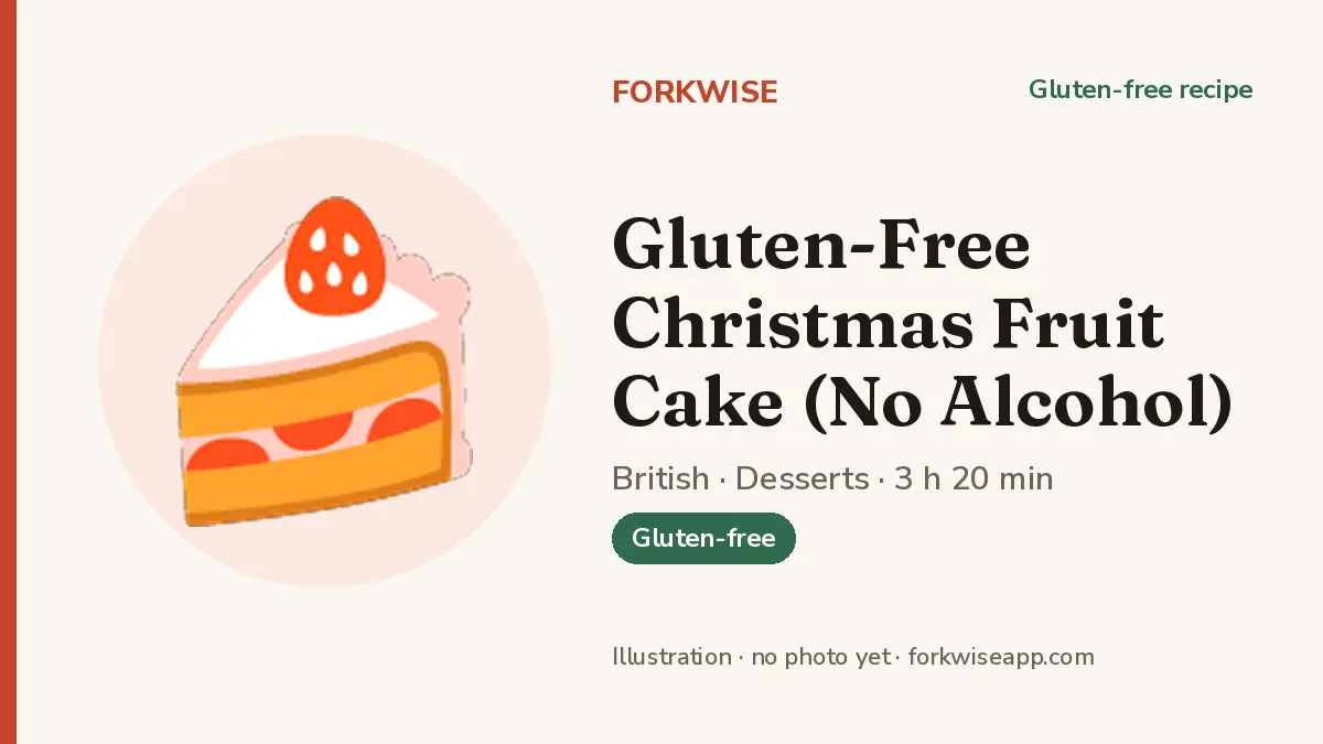 Gluten-Free Christmas Fruit Cake (No Alcohol) – Forkwise recipe card (illustration, no photo yet)