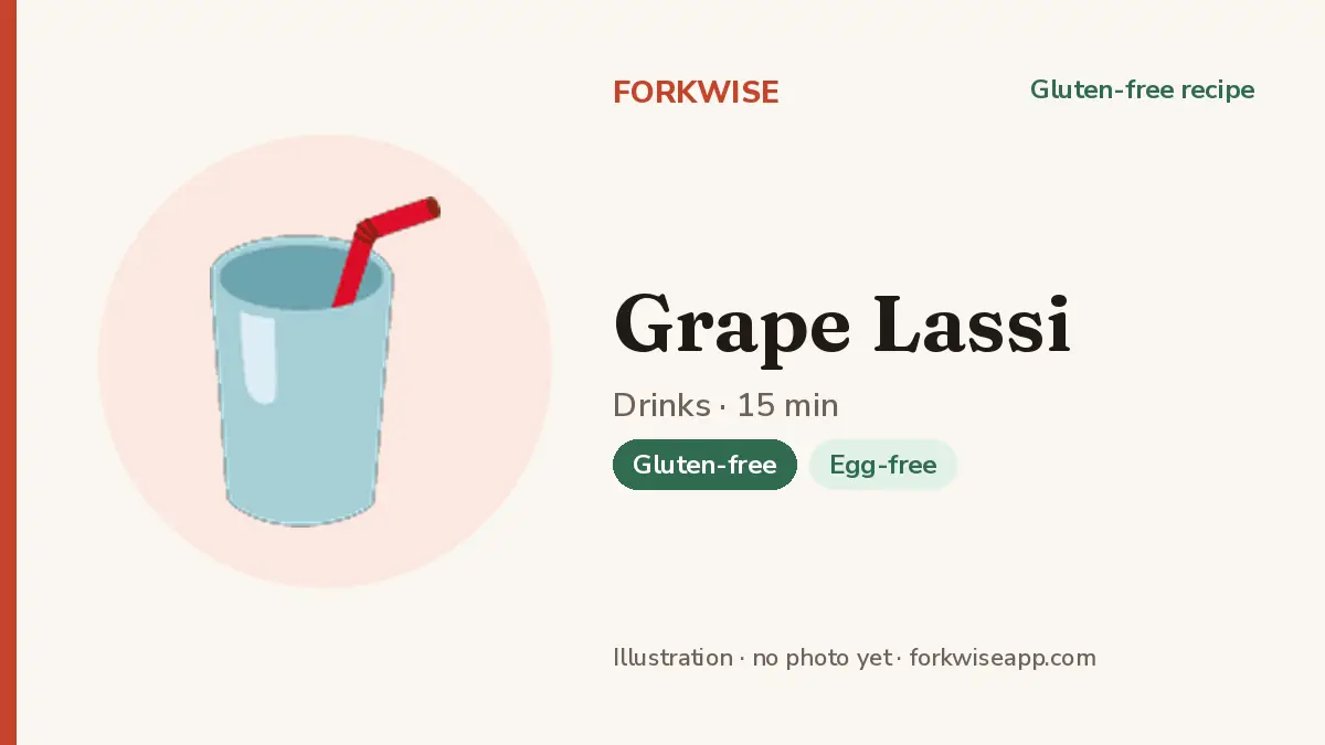 Grape Lassi – Forkwise recipe card (illustration, no photo yet)