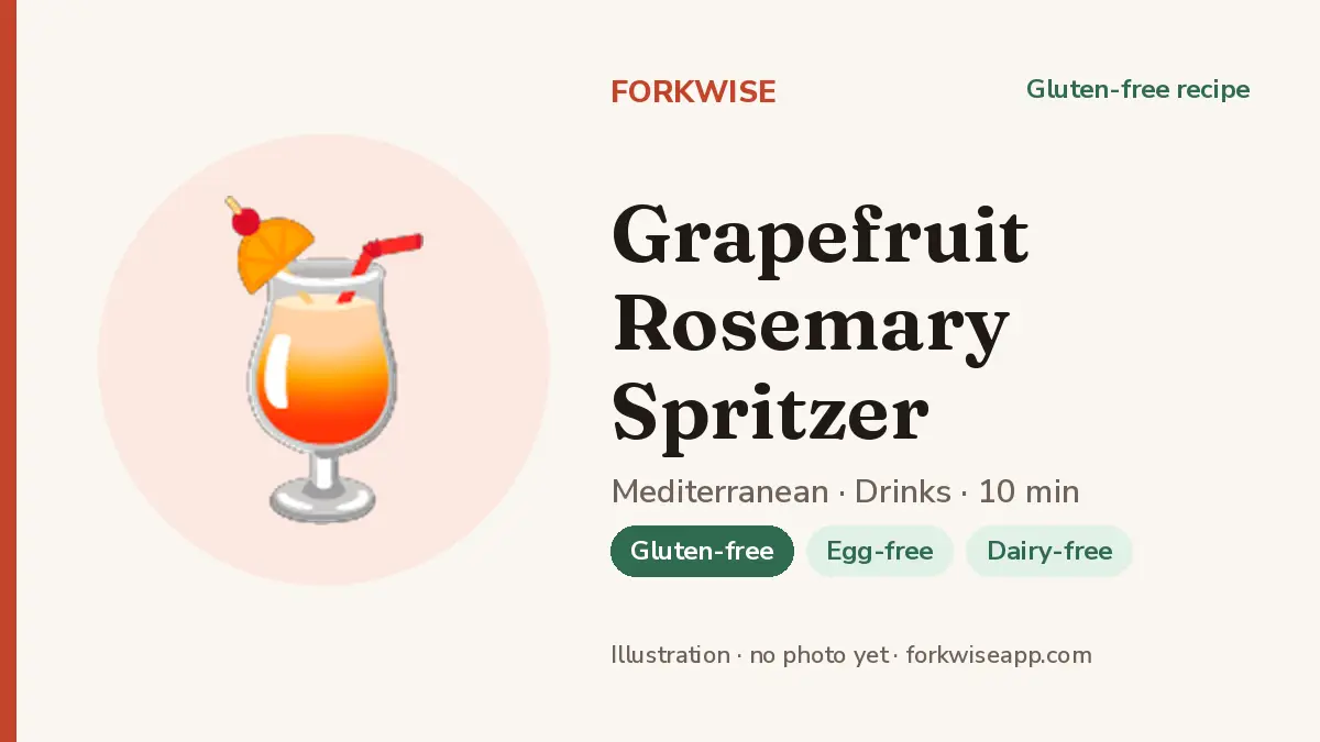 Grapefruit Rosemary Spritzer – Forkwise recipe card (illustration, no photo yet)