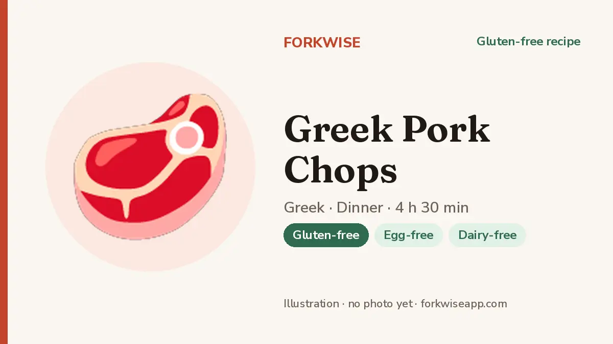 Greek Pork Chops – Forkwise recipe card (illustration, no photo yet)
