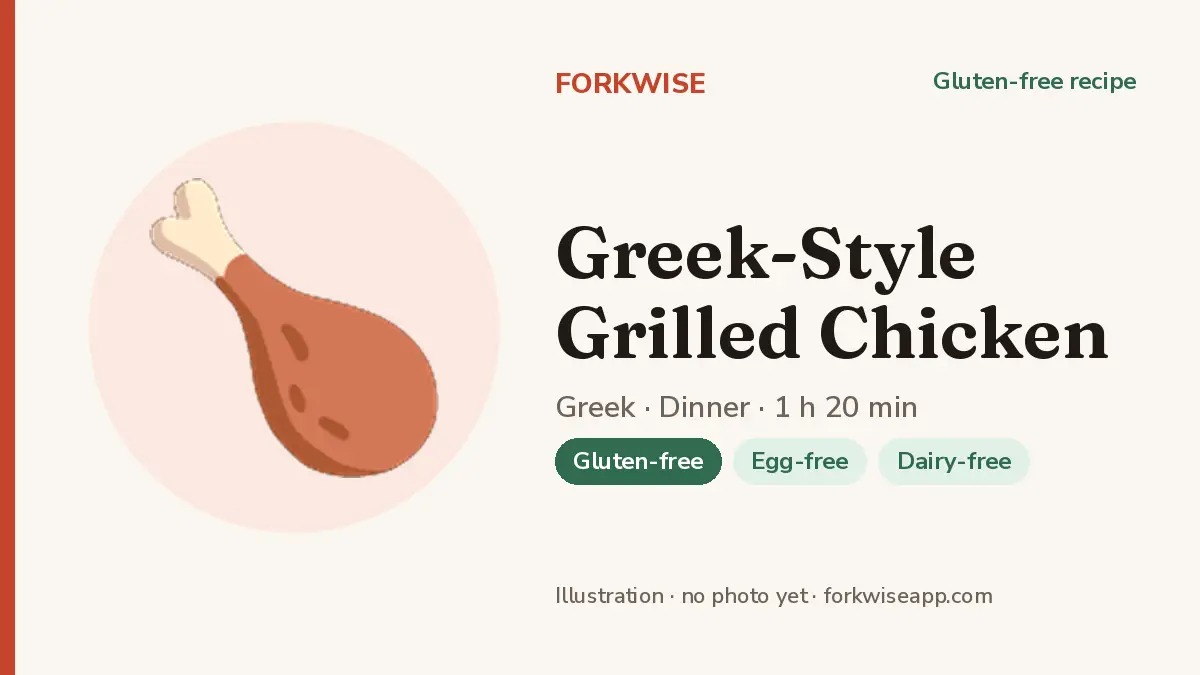 Greek-Style Grilled Chicken – Forkwise recipe card (illustration, no photo yet)