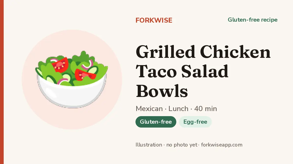 Grilled Chicken Taco Salad Bowls – Forkwise recipe card (illustration, no photo yet)