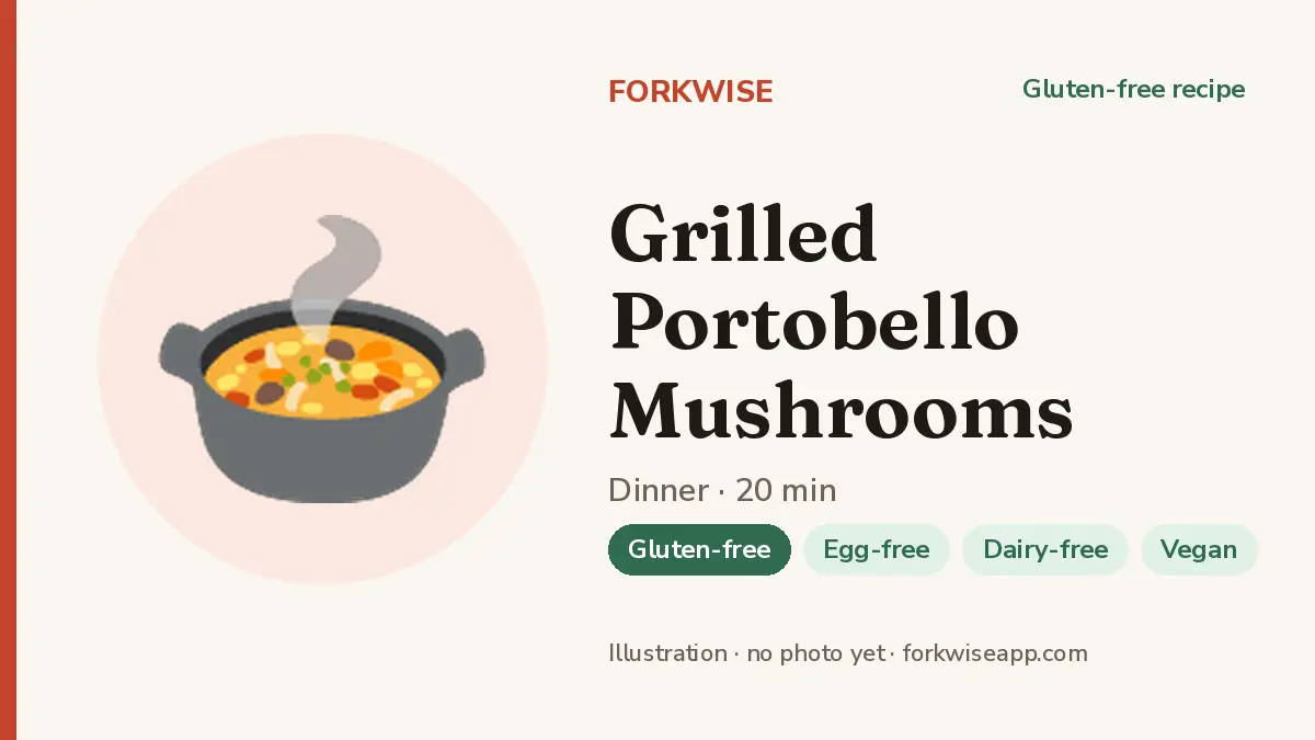 Grilled Portobello Mushrooms – Forkwise recipe card (illustration, no photo yet)