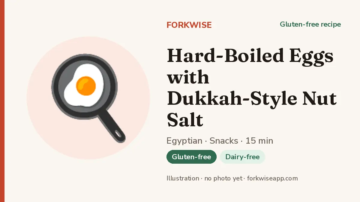 Hard-Boiled Eggs with Dukkah-Style Nut Salt – Forkwise recipe card (illustration, no photo yet)