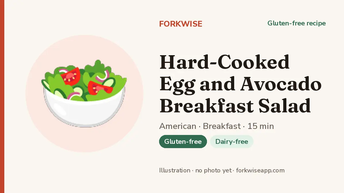 Hard-Cooked Egg and Avocado Breakfast Salad – Forkwise recipe card (illustration, no photo yet)