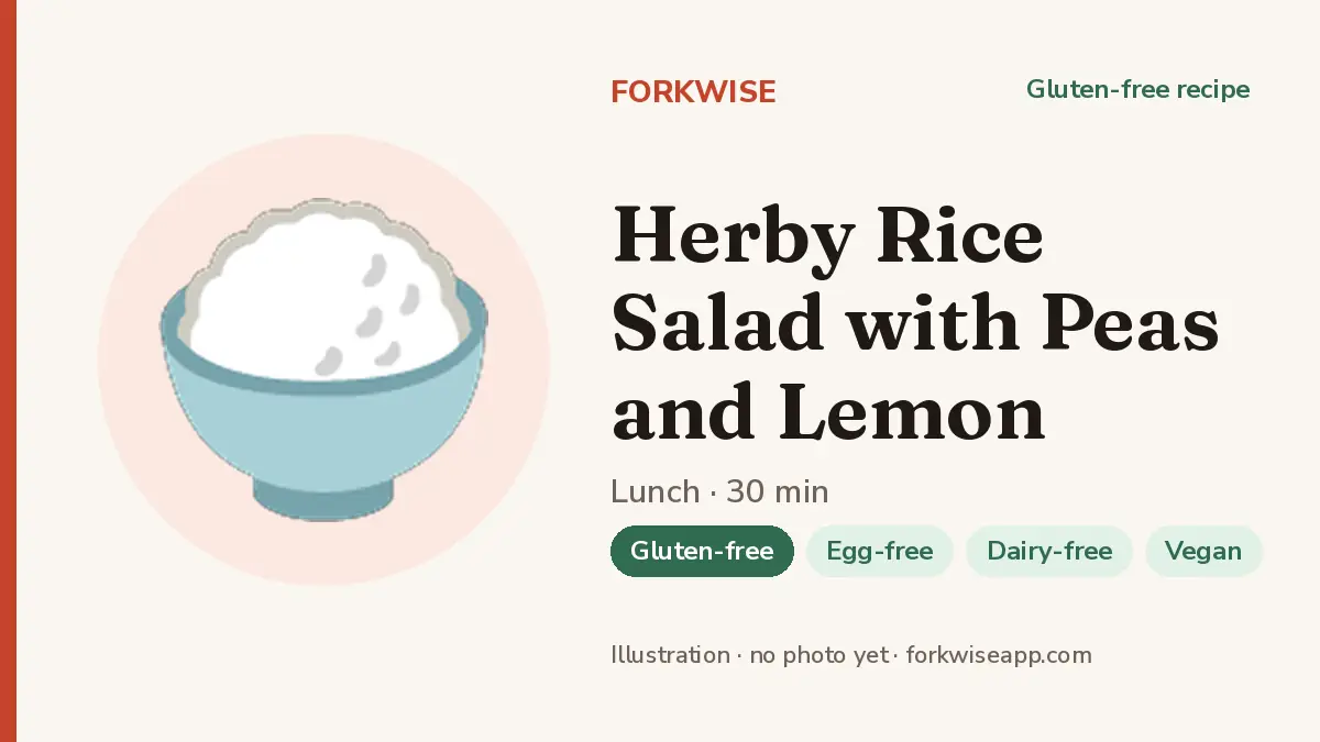 Herby Rice Salad with Peas and Lemon – Forkwise recipe card (illustration, no photo yet)