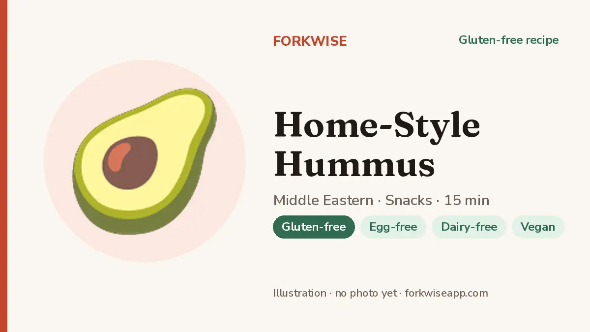 Home-Style Hummus – Forkwise recipe card (illustration, no photo yet)